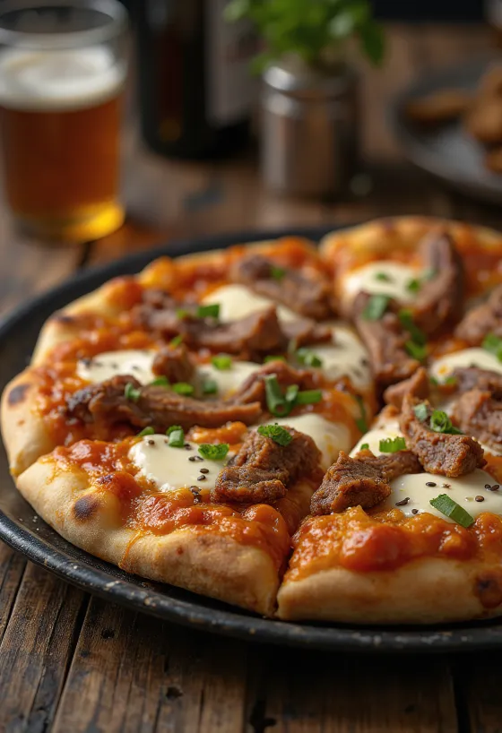 Πίτσα Korean Bulgogi με μοσχάρι και σάλτσα gochujang