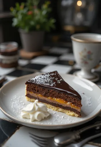 Τούρτα Sacher σερβιρισμένη