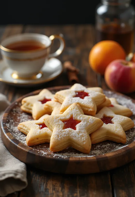 Λίντσερ (Linzer) με κανέλα και πορτοκάλι σερβιρισμένο