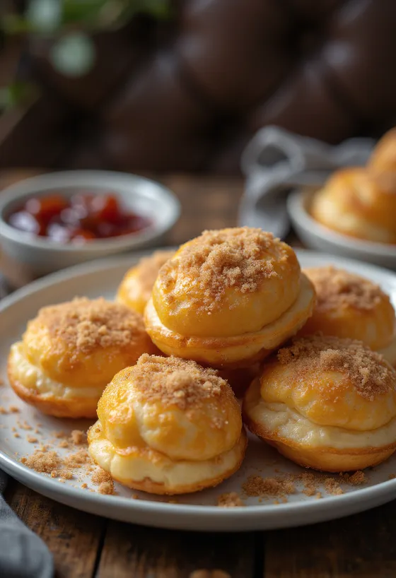 Æbleskiver πασπαλισμένο με ζάχαρη κανέλας, φρεσκοσερβιρισμένο