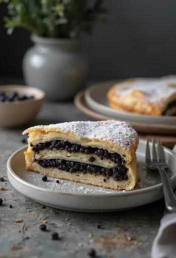 Πίτα με παπαρουνόσπορο με χρυσοκάστανη ζύμη και γέμιση παπαρουνόσπορου