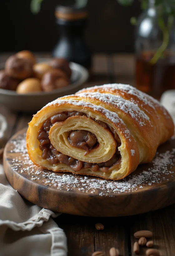 Ρολό με κάστανο κομμένο σε φέτες, διακοσμημένο