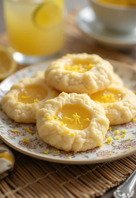 Μπισκότα Λίντσερ με μέλι και λεμόνι σερβιρισμένα