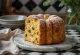 Φέτες Panettone με κάστανο, με χρυσοκάστανη ψημένη επιφάνεια
