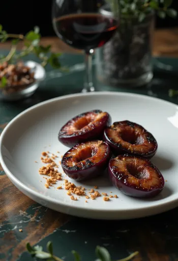 Ψητά δαμάσκηνα με τσίλι BBQ σερβιρισμένα