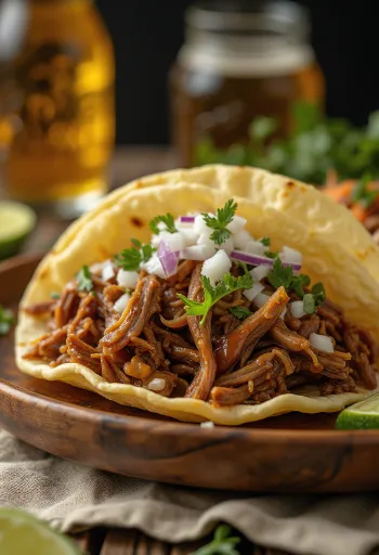 Barbacoa σερβιρισμένο με τορτίγια και φέτες λάιμ