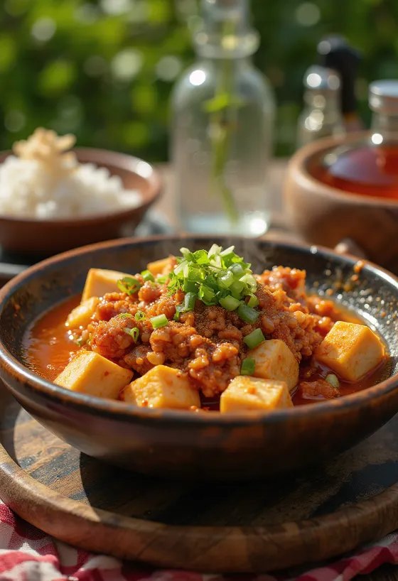 Mapo Tofu, τόφου σετσουάν με χοιρινό κιμά και πικάντικη σάλτσα