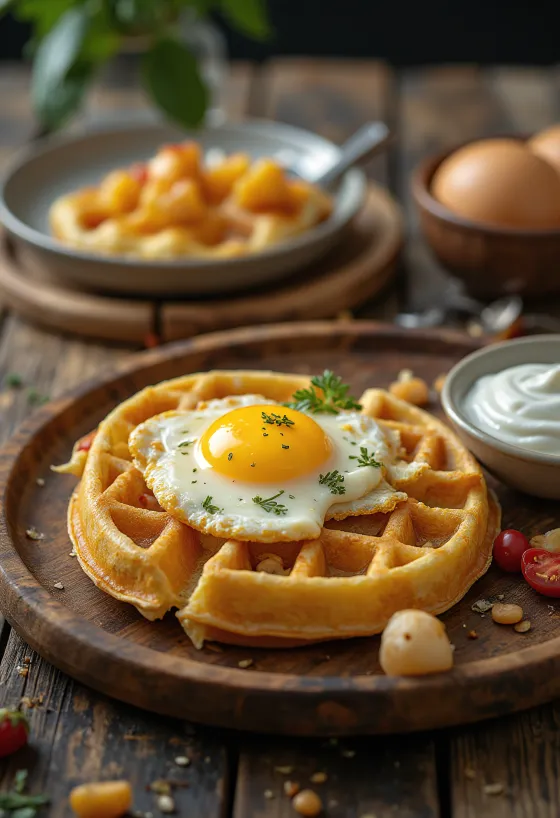 Βάφλες με μελιτζάνα φρεσκοψημένες