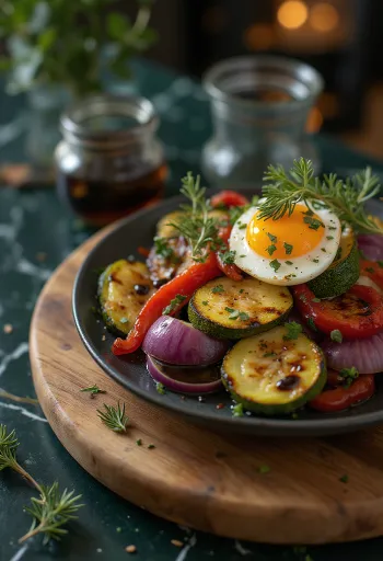 Ψητά λαχανικά με βαλσάμικο σερβιρισμένα
