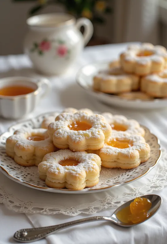 Κλασικό λίντσερ με μαρμελάδα πασπαλισμένο με άχνη ζάχαρη