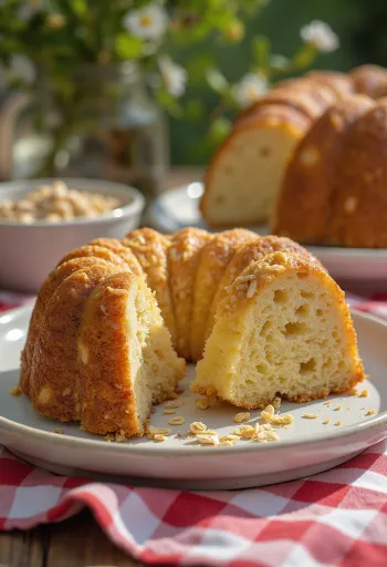 Κέικ κουγκλόφ με βρώμη σερβιρισμένο