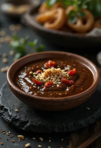 Ντιπ ταμάρινδου σερβιρισμένο με φρέσκα λαχανικά