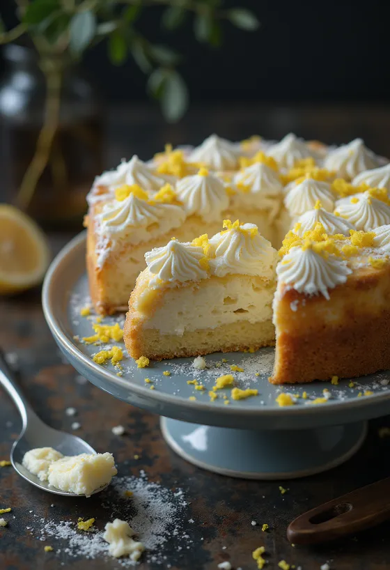 Κλασική τούρτα με ανθότυρο πασπαλισμένη με άχνη ζάχαρη