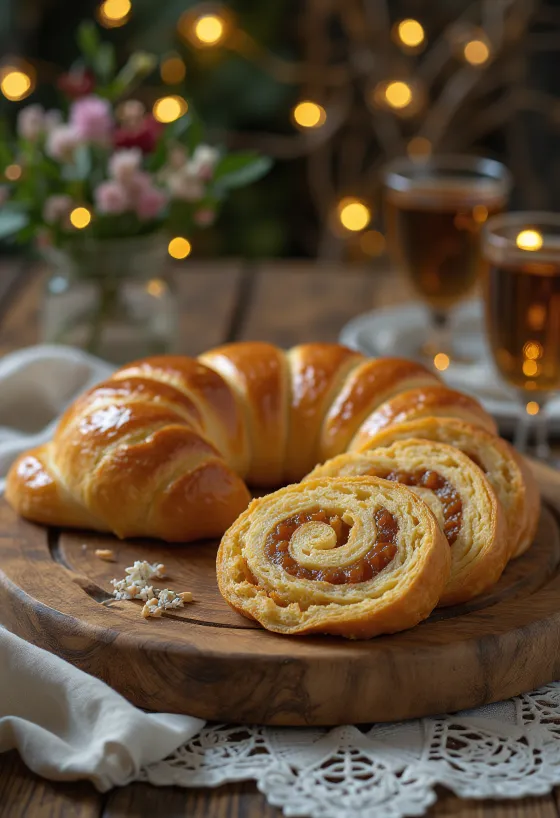 Ρολό με μαρτσιπάν με χρυσοκάστανη κρούστα και πλούσια γέμιση