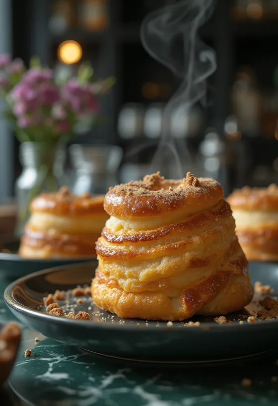 Γλυκό ψωμί καμινάδα καλυμμένο με ζάχαρη κανέλας