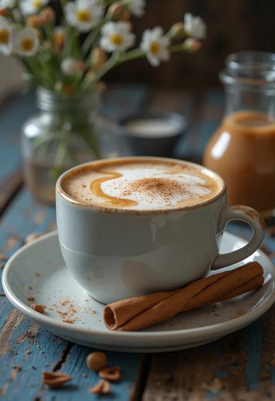 Chai Latte με καραμέλα σερβιρισμένο σε ποτήρι