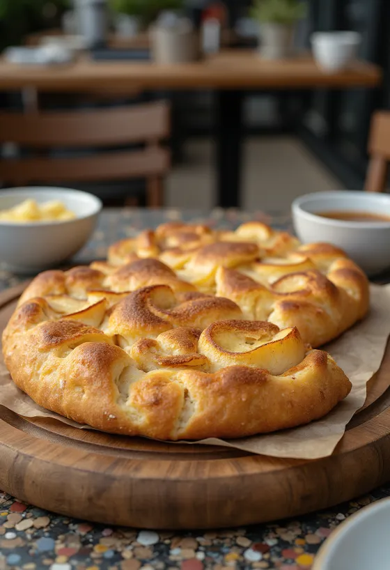 Σερβιρισμένη φοκάτσια με μήλο και κανέλα