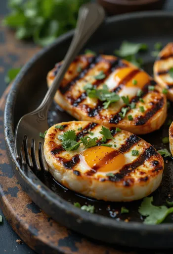 BBQ πικάντικη ψητή μελιτζάνα σερβιρισμένη