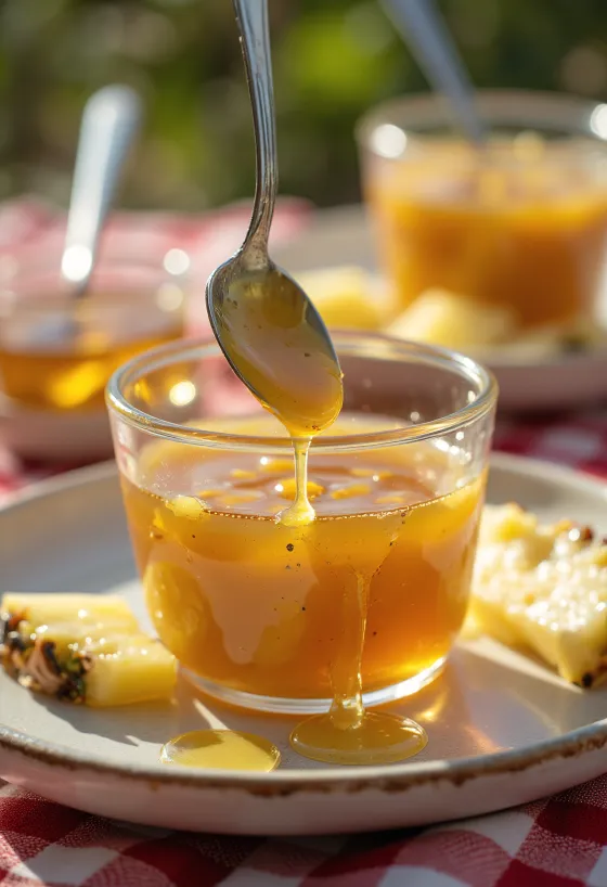 Γλάσο ανανά με μέλι σερβιρισμένο