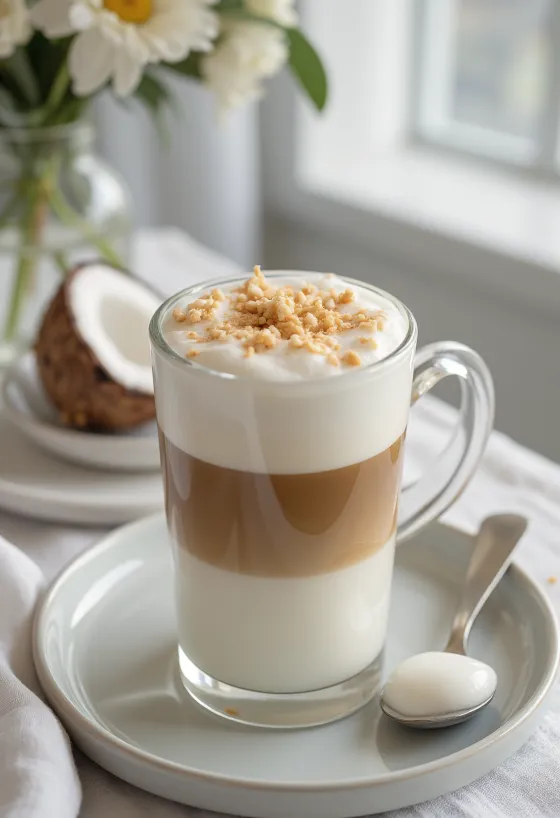 Latte με γάλα καρύδας φρεσκοσερβιρισμένο