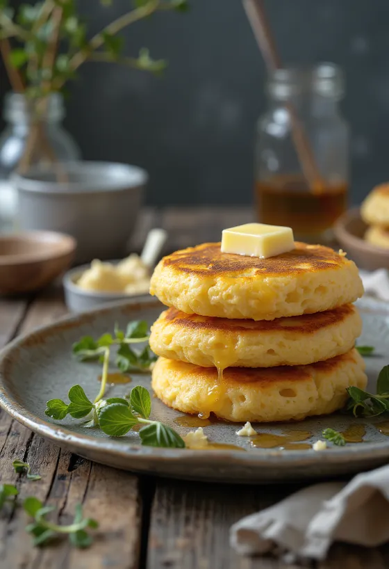 Pikelet βρετανική και αυστραλιανή τηγανίτα σερβιρισμένη