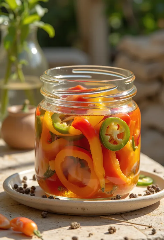 Πικάντικες πιπεριές τουρσί σε βάζο