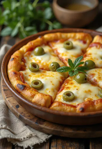 Pizza Argentina με χοντρή ζύμη, μοτσαρέλα και σάλτσα ντομάτας