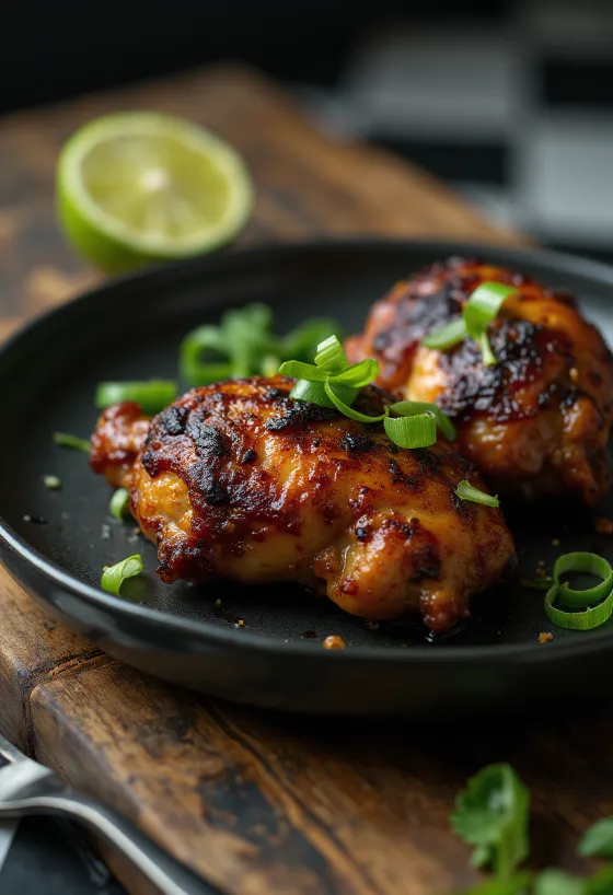 Κοτόπουλο Jerk σερβιρισμένο με λάιμ και σαλάτα