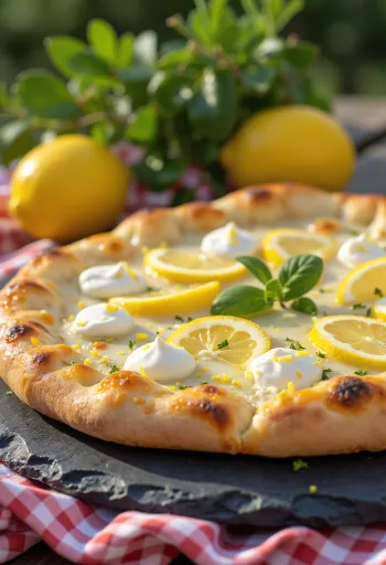 Πίτσα al Limone σερβιρισμένη