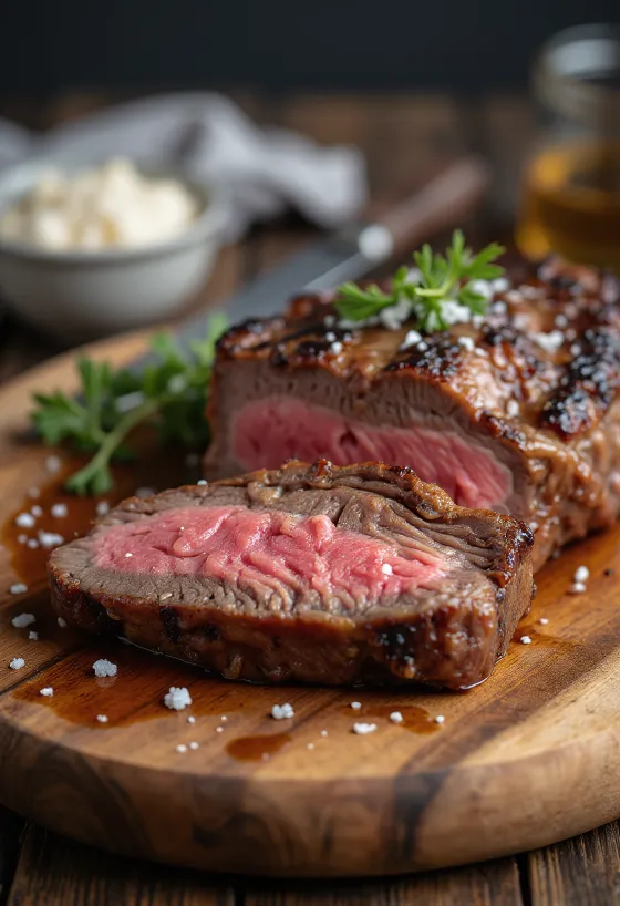 Picanha, ψητές βραζιλιάνικες φέτες μοσχαριού με ψητές πατάτες και σάλτσα chimichurri