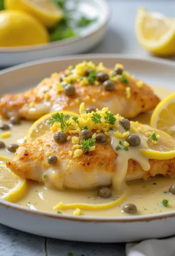 Piccata al Limone, λεμονάτο στήθος κοτόπουλου με σάλτσα κάπαρης