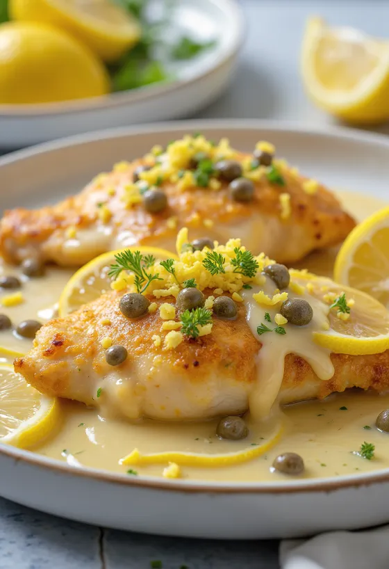 Piccata al Limone, λεμονάτο στήθος κοτόπουλου με σάλτσα κάπαρης
