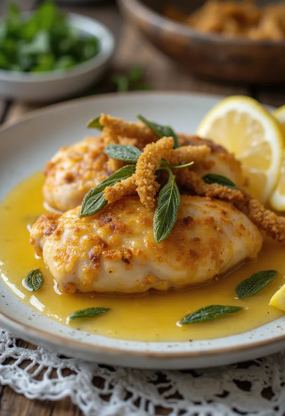 Κοτόπουλο με φασκόμηλο, με τραγανή πέτσα και φρέσκα μυρωδικά