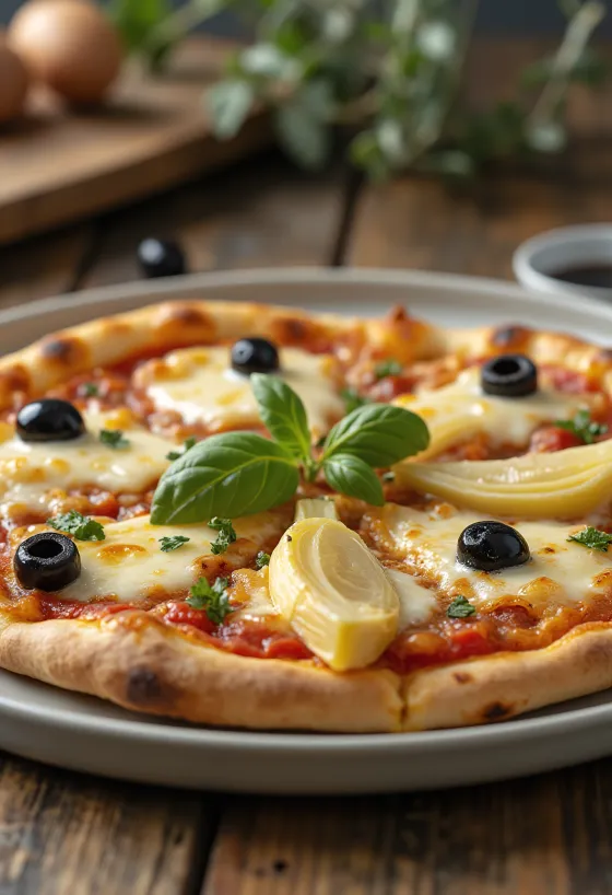 Πίτσα ai Carciofi e Olive με αγκινάρα και ελιά