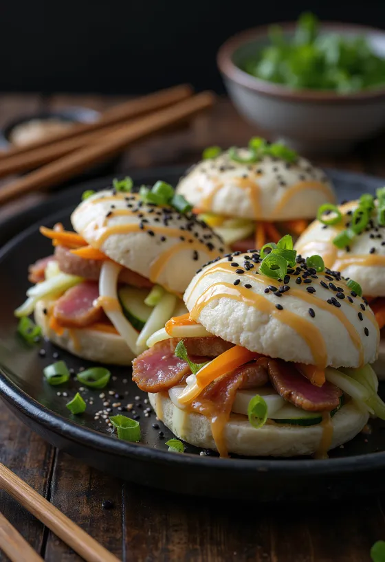 Bao bun με τόνο ιαπωνικού στυλ σερβιρισμένο