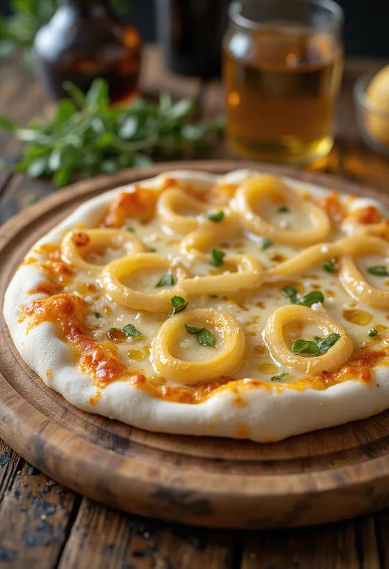 Pizza ai Cipollotti με φρέσκα κρεμμυδάκια και τυρί
