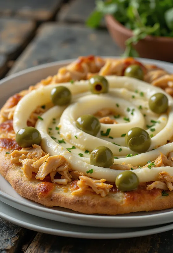 Pizza de Frango com Catupiry με στήθος κοτόπουλου και τυρί κρέμα