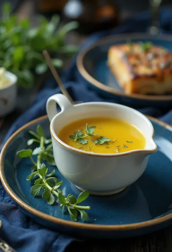 Σάλτσα βουτύρου με μέλι και εστραγκόν σερβιρισμένη