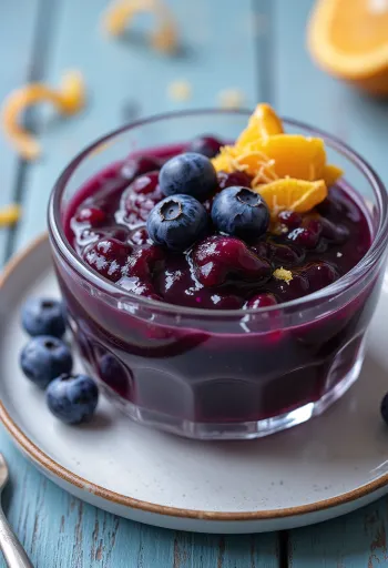 Πηχτή σάλτσα μύρτιλου με ξύσμα πορτοκαλιού