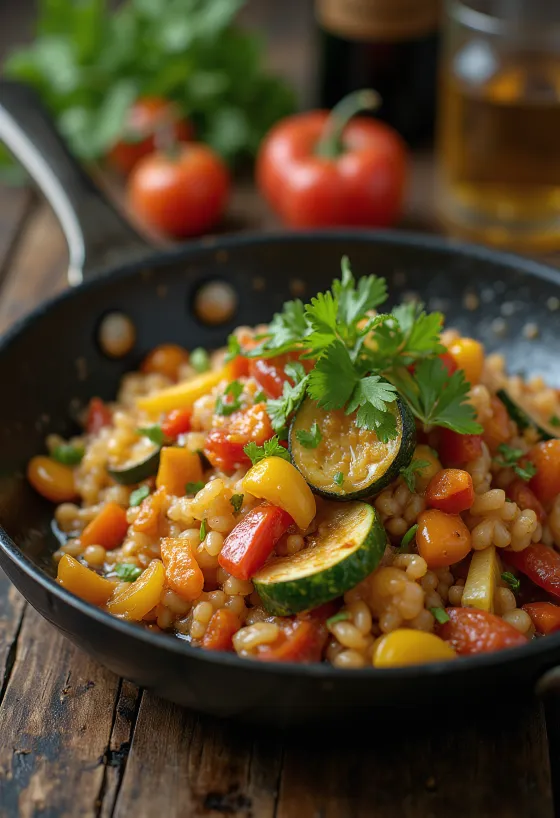 Λαχανικά stir-fry με πιπεριές και κόλιανδρο