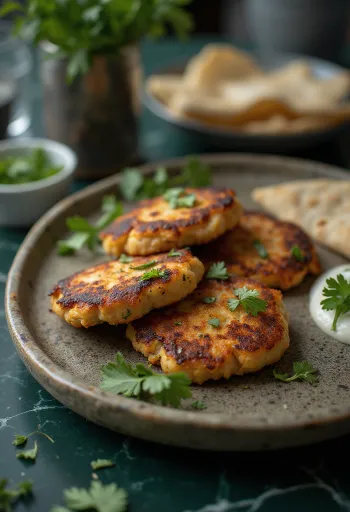 Chapli με κοτόπουλο, πικάντικα μπιφτέκια σερβιρισμένα