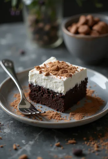 Σοκολατένιο γλυκό με κρέμα σερβιρισμένο