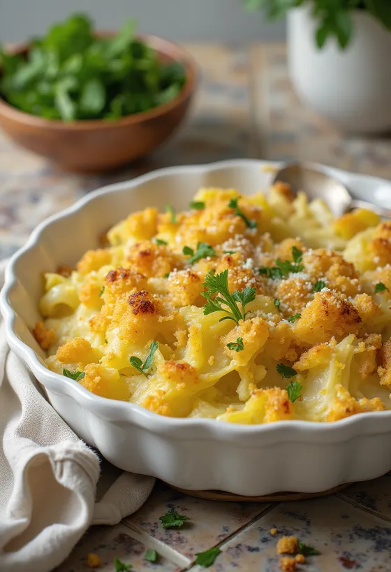 Βίγκαν ογκρατέν λάχανο Σαβοΐας σερβιρισμένο