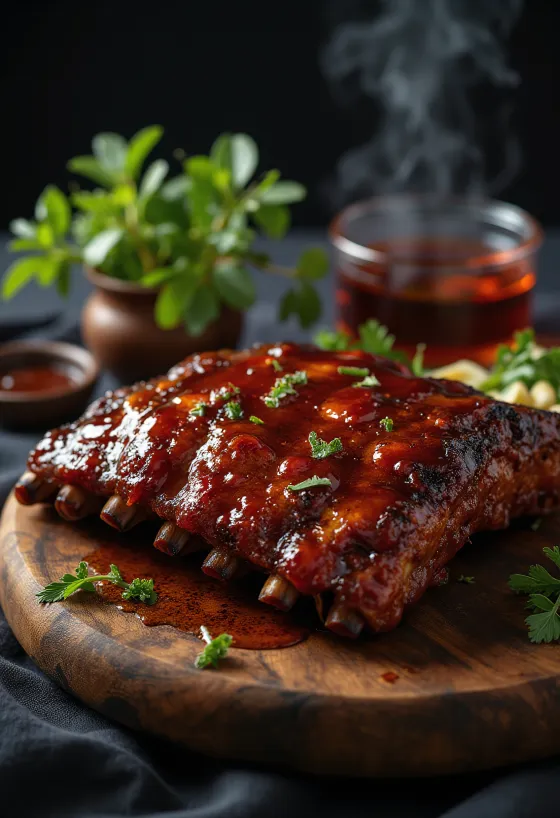 BBQ παϊδάκια με πατάτες