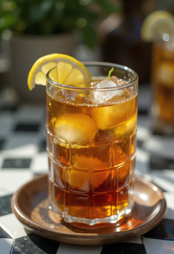 Παγωμένο τσάι μέντας με φέτες λάιμ και φύλλα μέντας σε ποτήρι