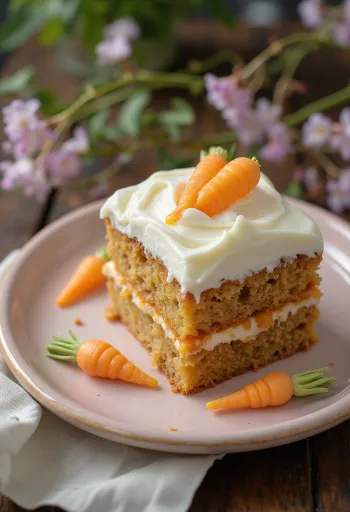 Πασχαλινό κέικ καρότου με διακόσμηση καρότου από ζαχαρόπαστα